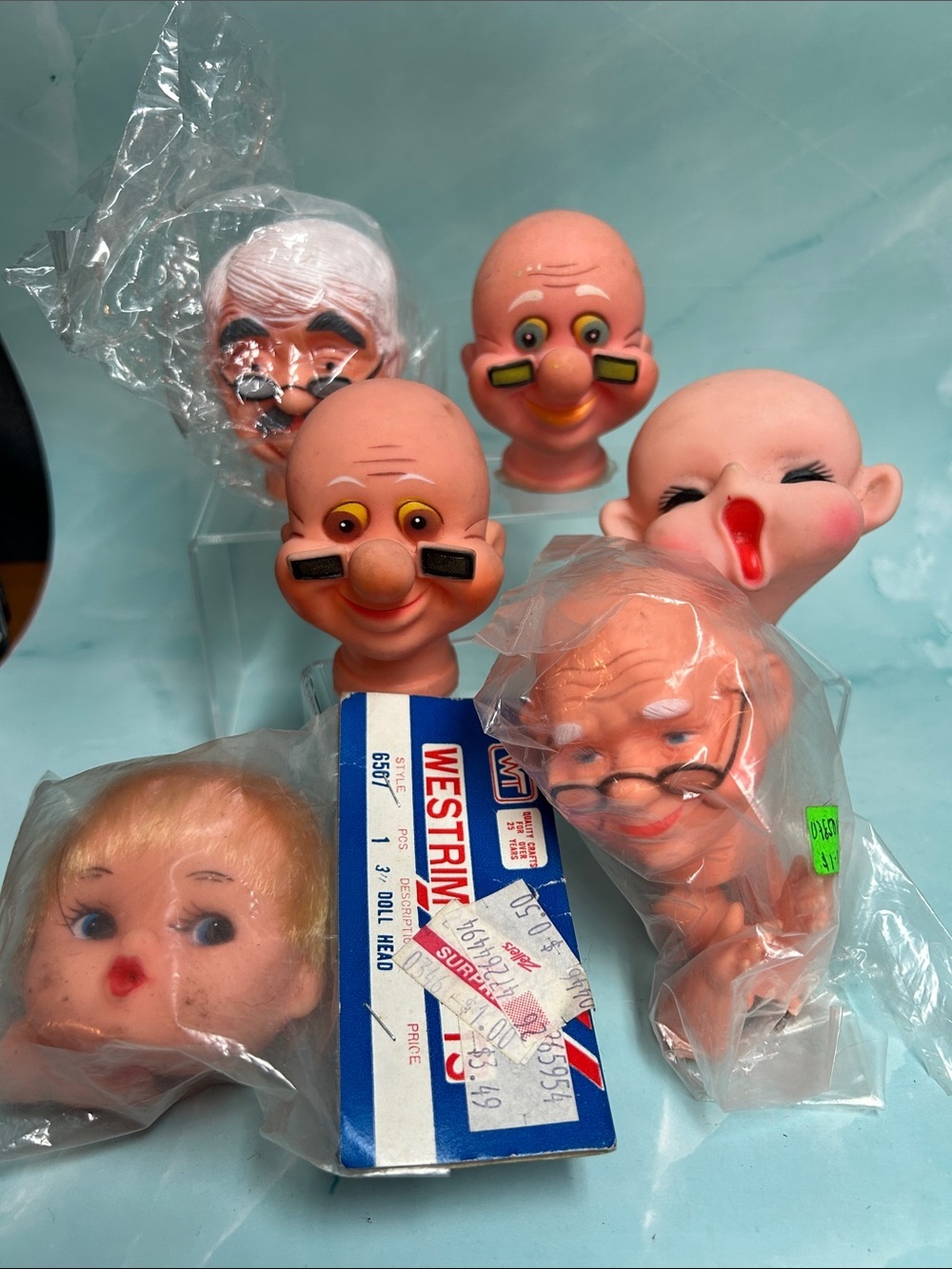 Vintage Doll Making full plastic doll heads - and hands set of 6